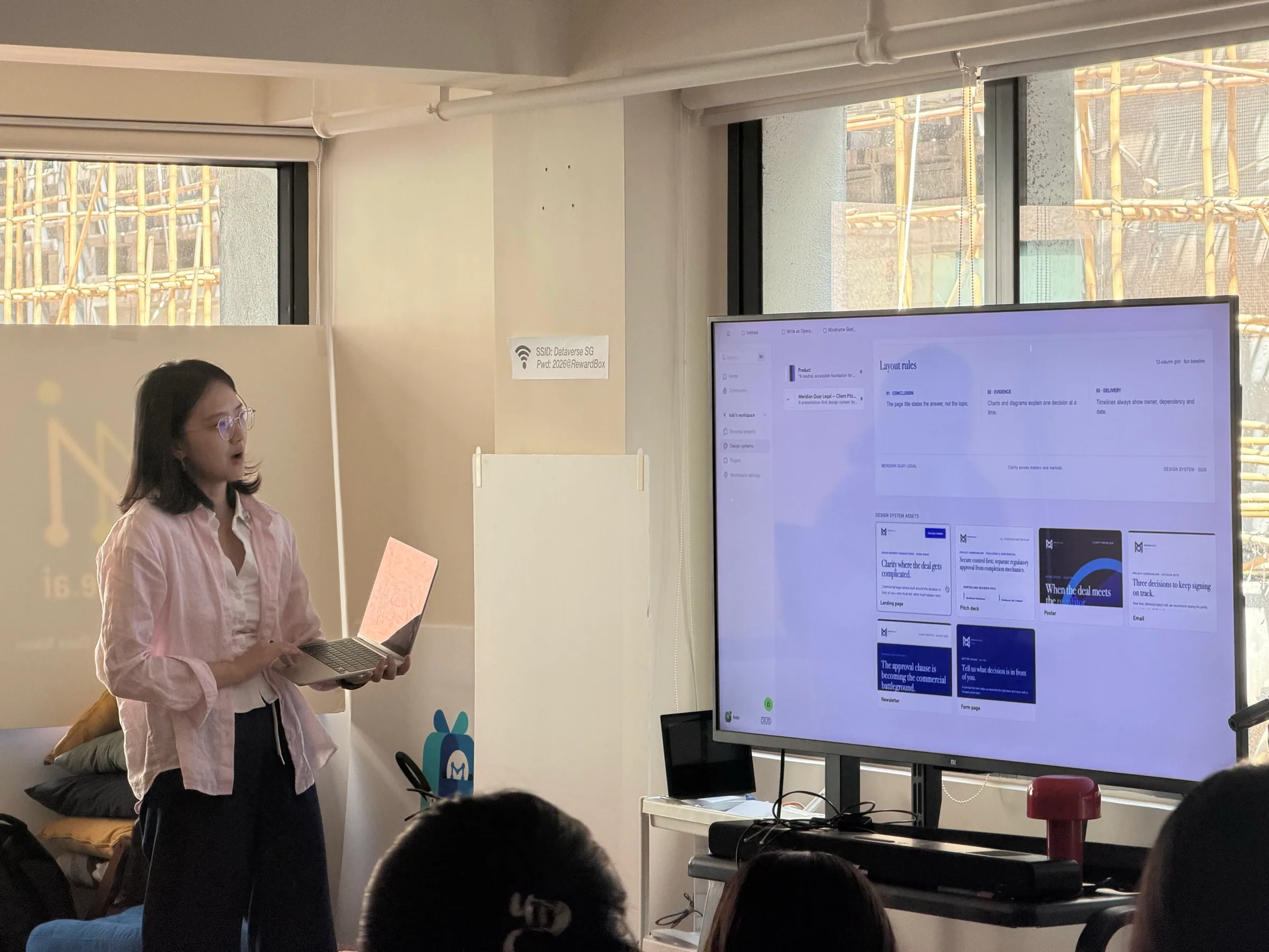 A participant presenting an OpenDesign workflow in the Hong Kong workshop